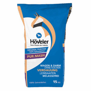 Höveler Pur.mash graan- en melassevrije slobber met lijnzaad en psyllium voor gezonde maag en darmen bij paarden