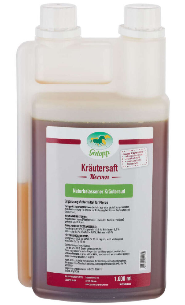Galopp Kräutersaft Nerven. Natuurlijk kruidensap voor paarden